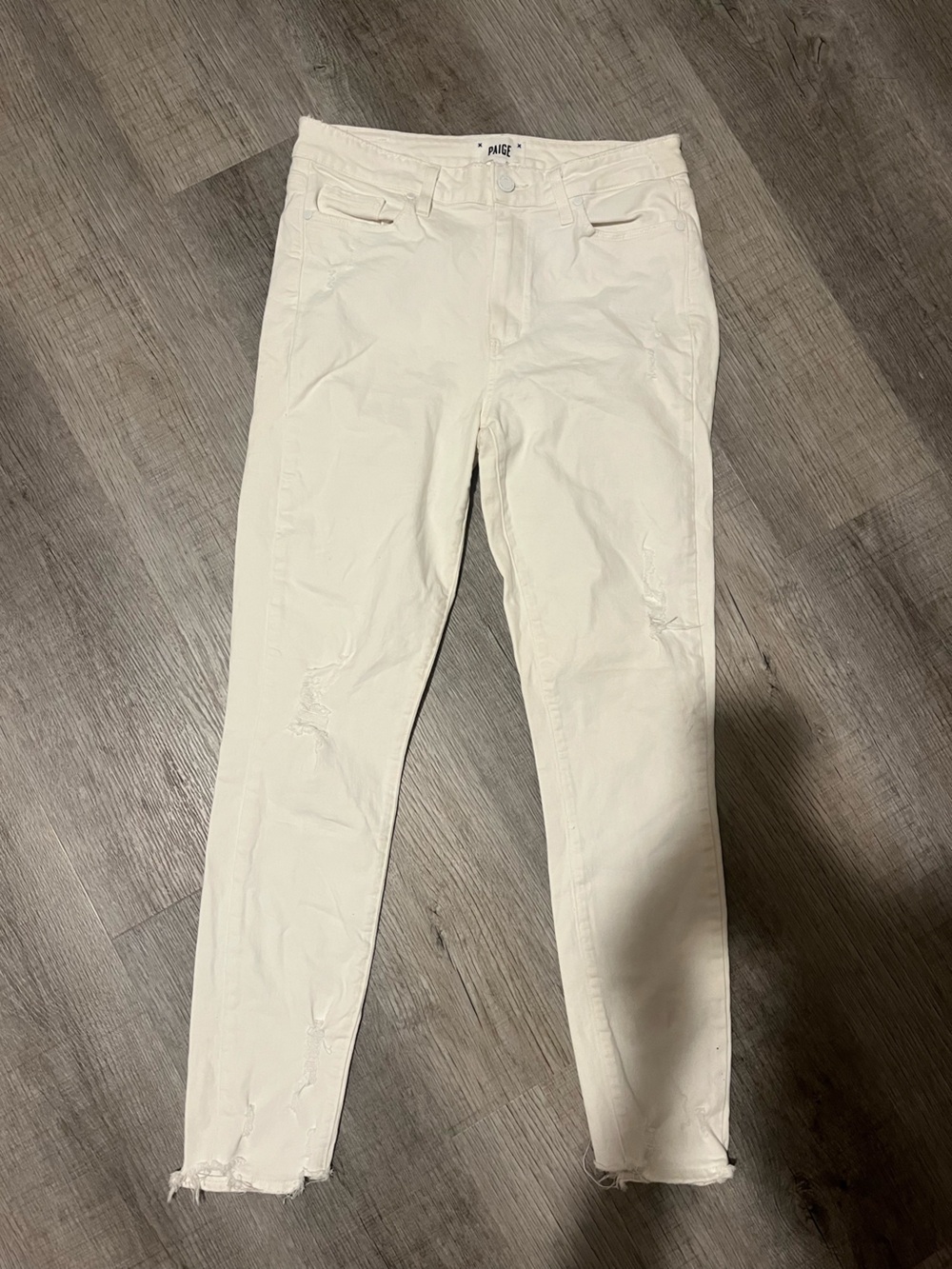 PAIGE Cream Slim Chino Pants